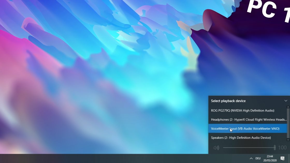 Make sure that VoiceMeeter is an available output device
